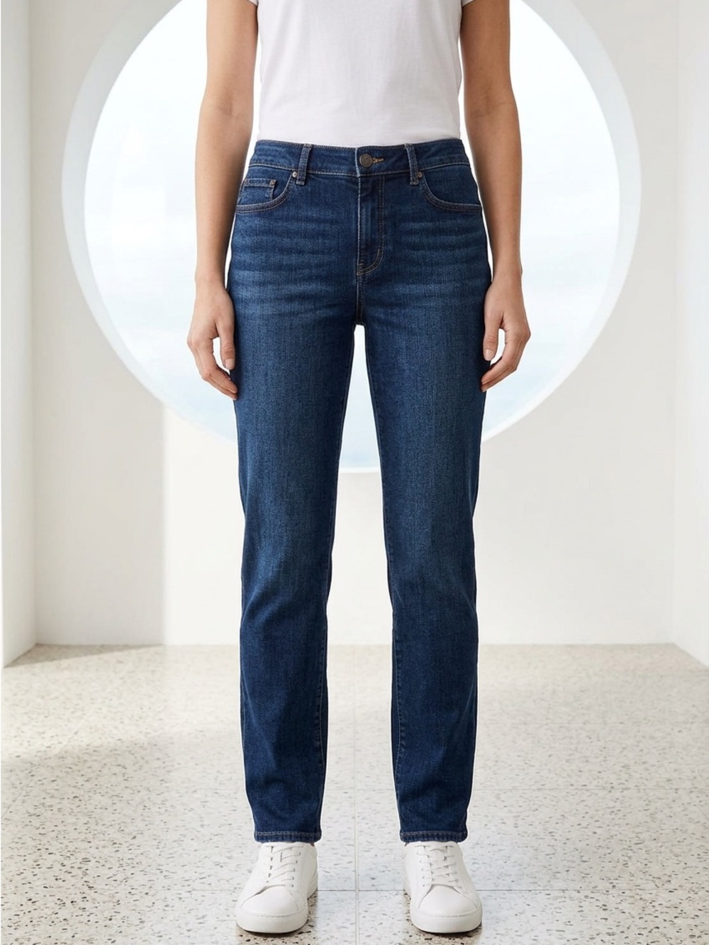 LOFT  Boyfriend  Dark Blue Denim Straight Leg Preppy Stylish Jeans-8